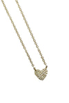 14K Yellow Gold Pave Diamond Heart Necklace