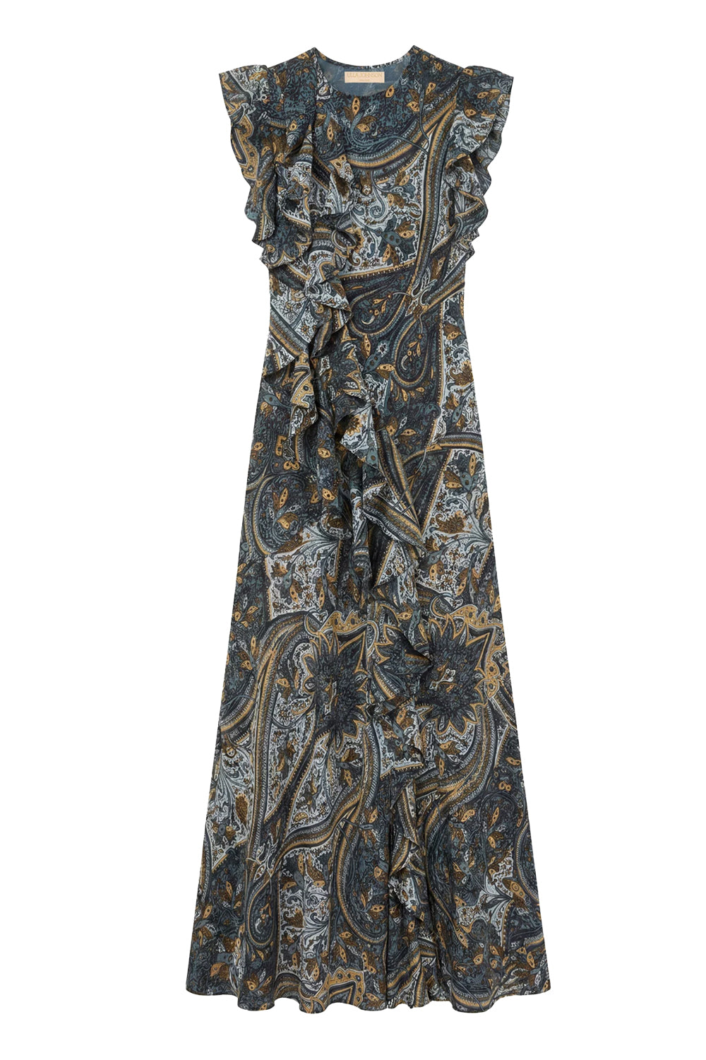 Ameline Sleeveless Silk Dress in Prussian