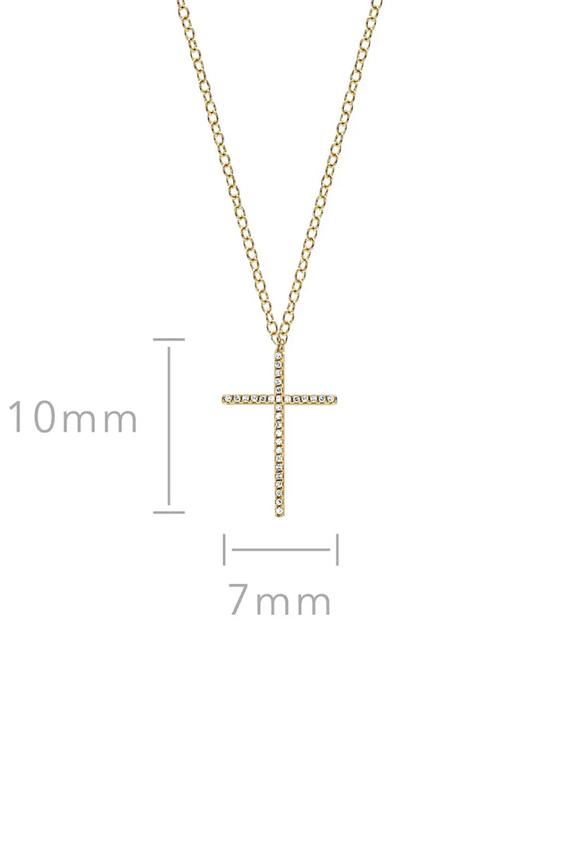 Diamond Cross Necklace in 14k Yellow Gold