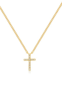 Diamond Cross Necklace in 14k Yellow Gold