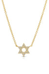 Diamond Star Of David Necklace in 14k Yellow Gold