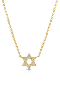 Diamond Star Of David Necklace in 14k Yellow Gold