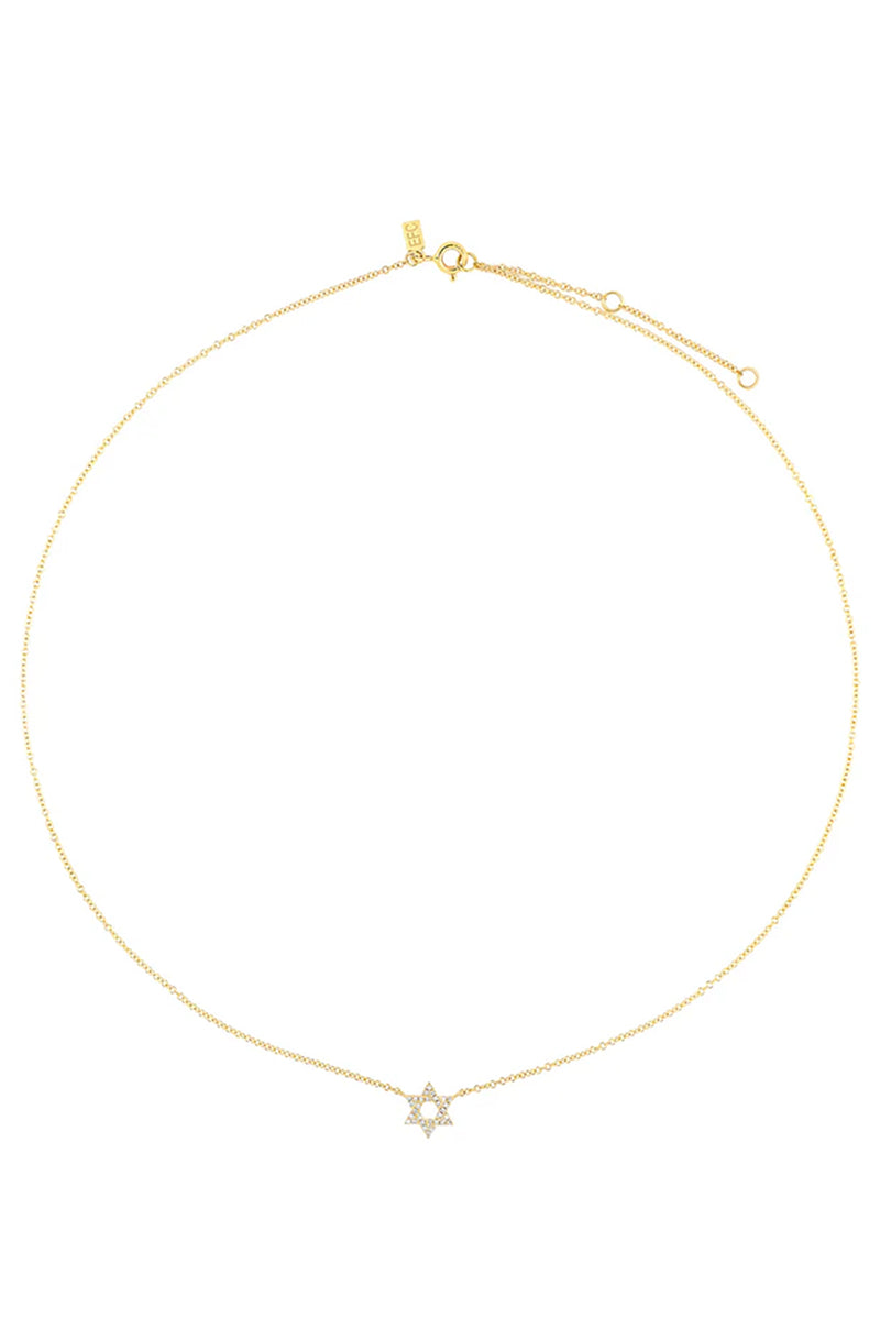 Diamond Star Of David Necklace in 14k Yellow Gold