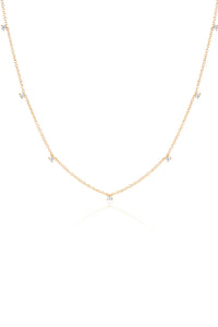 7 Prong Set Diamond Necklace in 14k Yellow Gold
