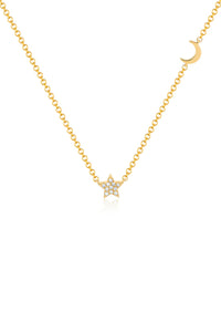 Diamond Baby Star & Gold Moon Necklace
