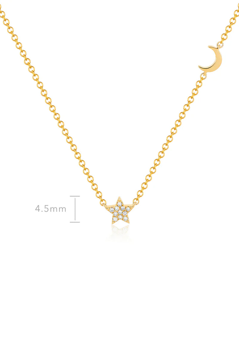 Diamond Baby Star & Gold Moon Necklace