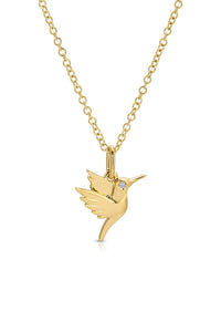 Gold Hummingbird Necklace in 14k Yellow Gold