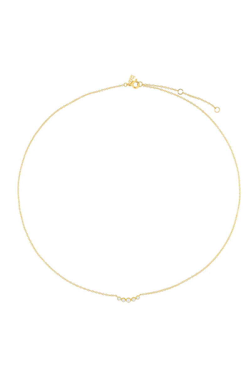 Diamond Crown Crescent Necklace in 14k Yellow Gold