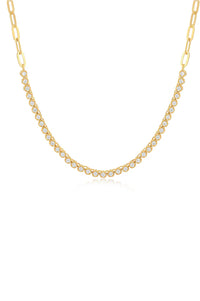 Diamond Segment Mini Link Chain Necklace in 14k Yellow Gold