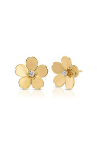 Gold Jumbo Cherry Blossom Stud Earrings in 14k Yellow Gold