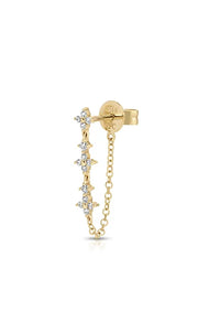 Diamond Fleur Chain Stud Earring in 14k Yellow Gold
