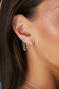 Diamond Fleur Chain Stud Earring in 14k Yellow Gold