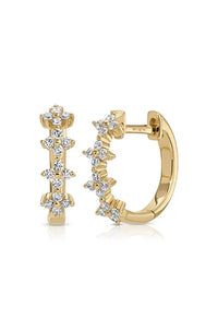 Diamond Fleur Huggie Earrings in 14k Yellow Gold