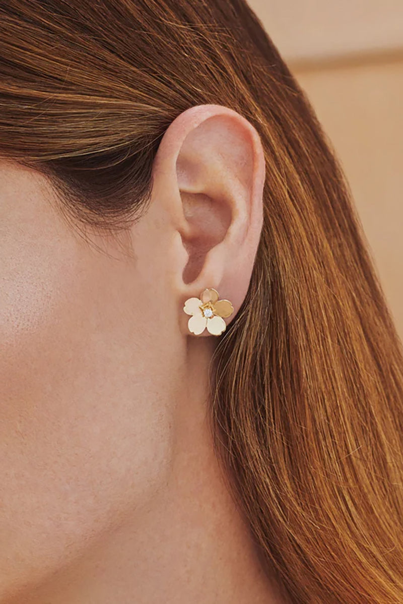 Gold Jumbo Cherry Blossom Stud Earrings in 14k Yellow Gold