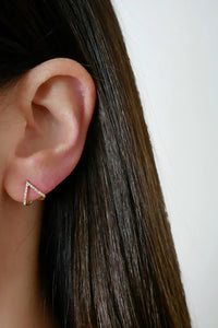 Diamond Chevron Huggie Earrings in 14k Yellow Gold