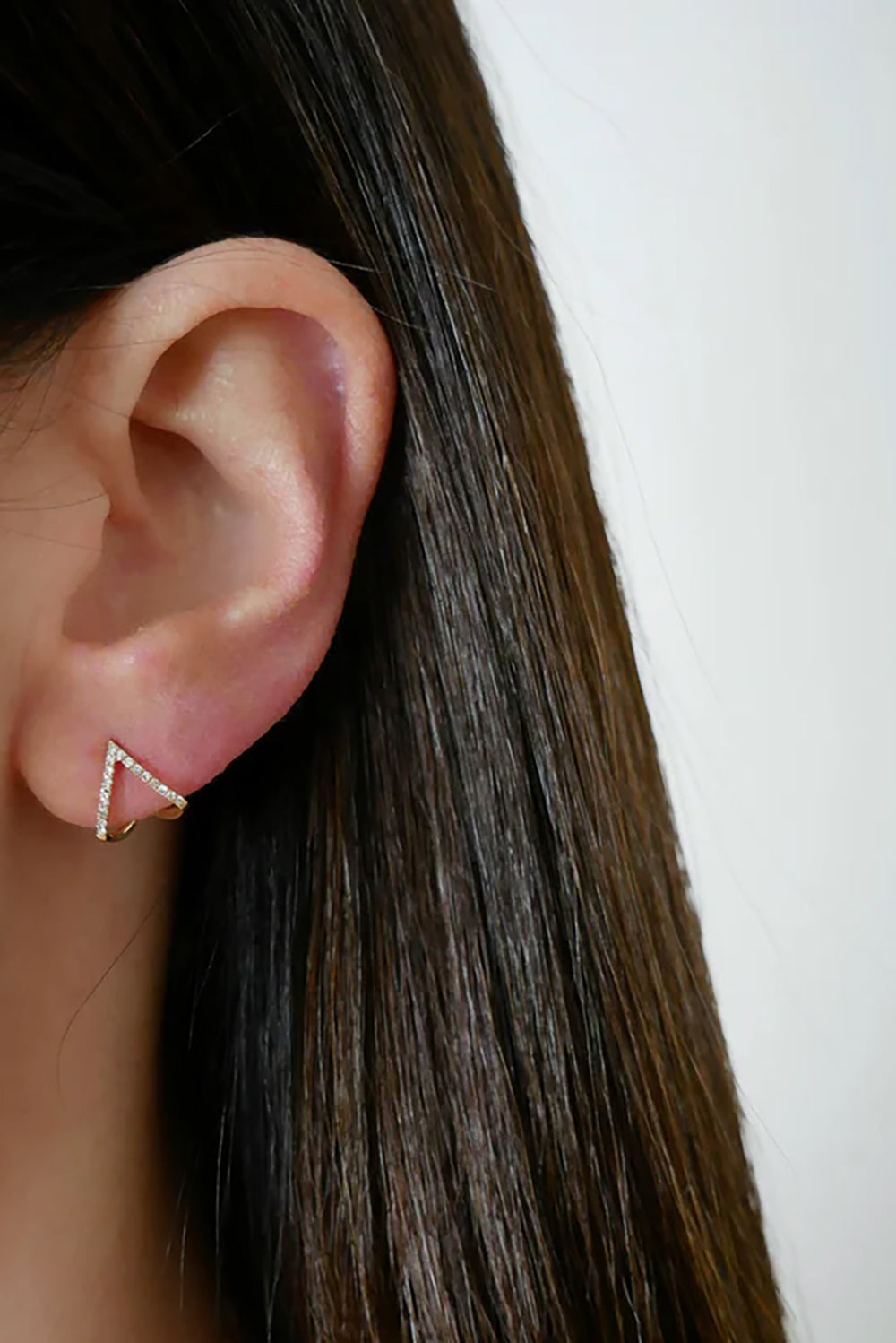 Diamond Chevron Huggie Earrings in 14k Yellow Gold