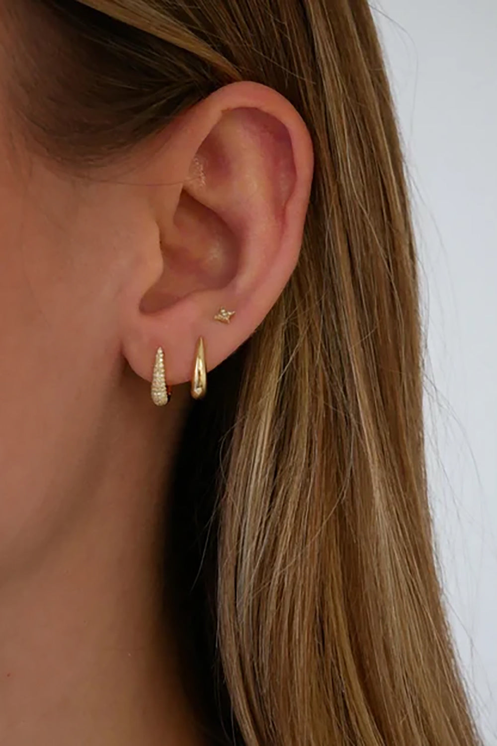 Diamond Mini Maeve Huggie Earrings in 14k Yellow Gold