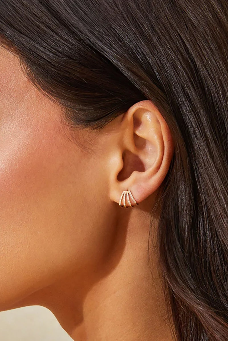 Diamond Multi Huggie Earrings in 14k Yellow Gold