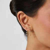 Multi Diamond Sparkle Chain Stud Earring in 14k Yellow Gold