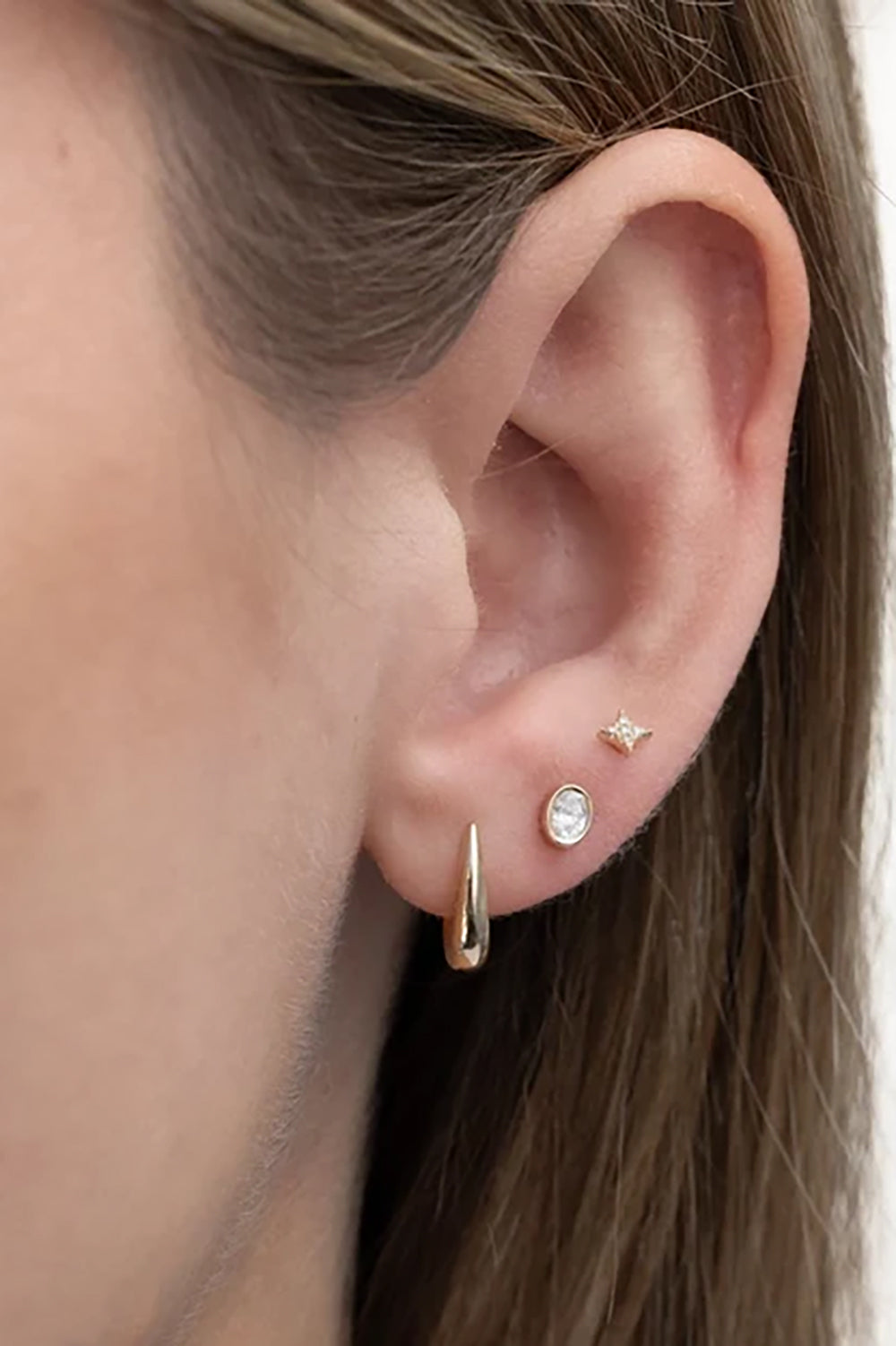Gold Mini Maeve Huggie Earrings in 14k Yellow Gold