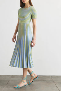 Emilia Knit Dress in Powder Blue Multi
