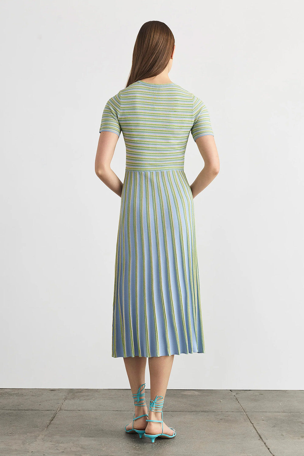 Emilia Knit Dress in Powder Blue Multi