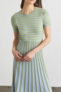Emilia Knit Dress in Powder Blue Multi