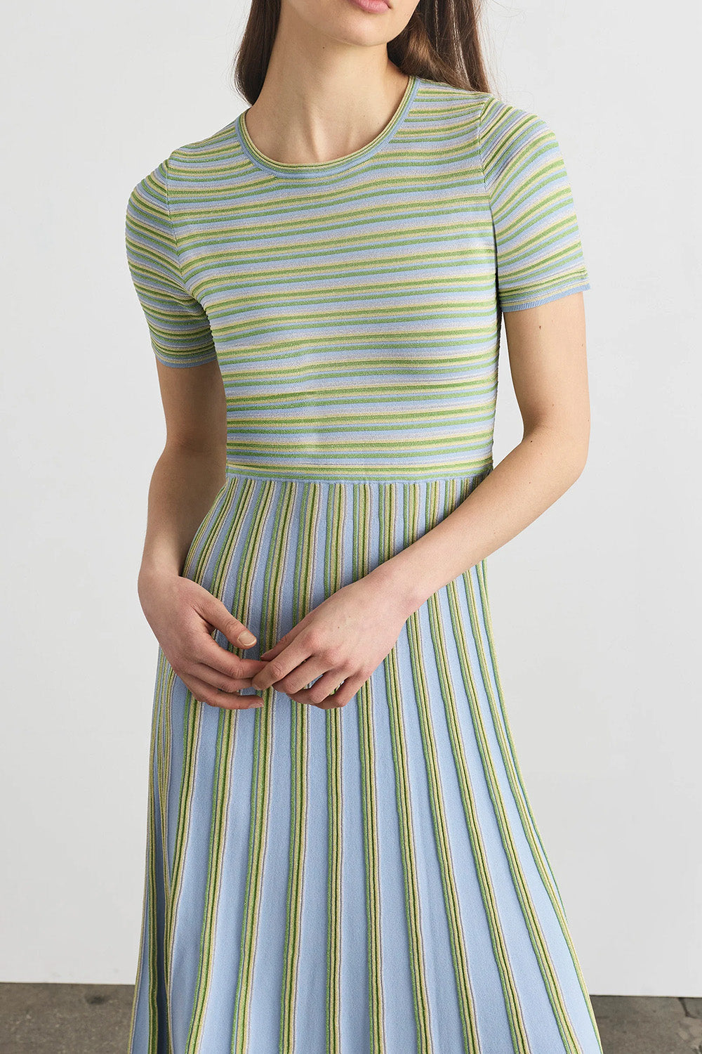 Emilia Knit Dress in Powder Blue Multi