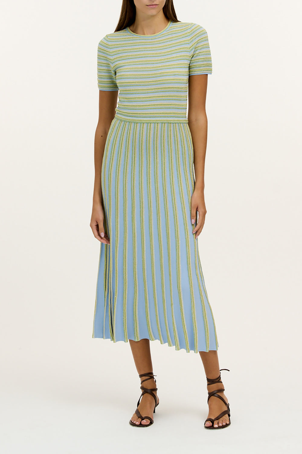 Emilia Knit Dress in Powder Blue Multi