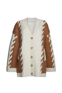 Zoe Cardigan in Ivory Camel