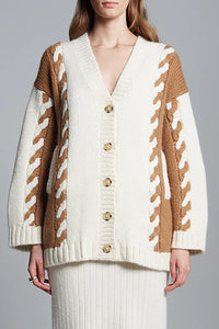 Zoe Cardigan in Ivory Camel