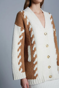 Zoe Cardigan in Ivory Camel