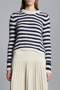 Ava Stripe Sweater in Ivory Navy