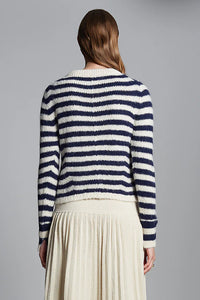 Ava Stripe Sweater in Ivory Navy