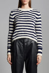 Ava Stripe Sweater in Ivory Navy
