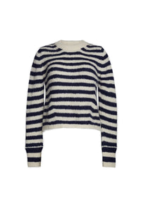 Ava Stripe Sweater in Ivory Navy