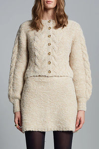 Skylar Cardi Pale Camel Ivory Tweed