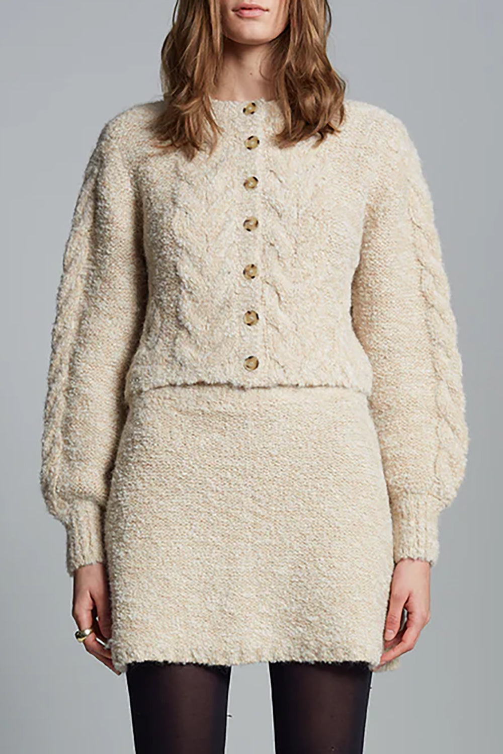 Skylar Cardi Pale Camel Ivory Tweed