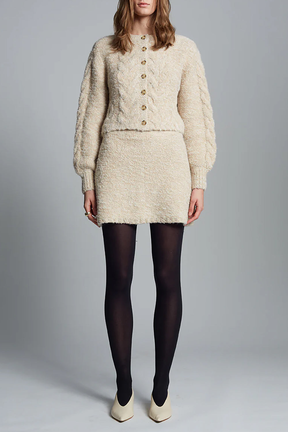 Skylar Cardi Pale Camel Ivory Tweed