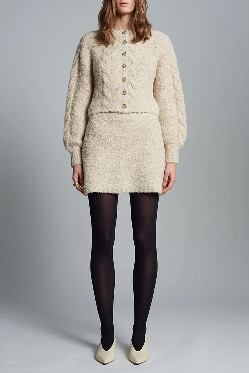 Skylar Cardi Pale Camel Ivory Tweed