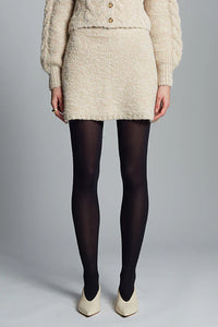 Isla Tweed Mini Skirt in Pale Camel Ivory Tweed