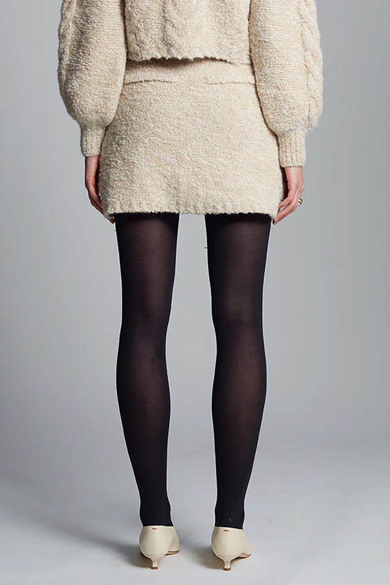 Isla Tweed Mini Skirt in Pale Camel Ivory Tweed