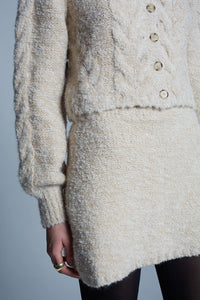 Isla Tweed Mini Skirt in Pale Camel Ivory Tweed