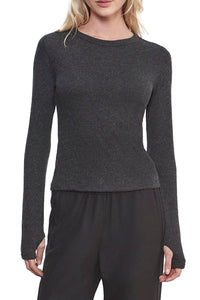 Cashmere Classic Long Sleeve Crew in Charcoal