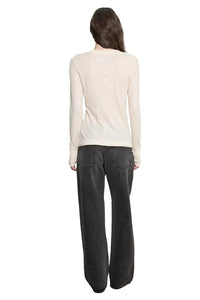 Fine Cashmere Jersey Easy Cuffed Crew in Natural