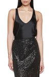 Silk Satin Tank in Black