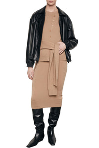 Faux Leather Bomber Jacket in Black