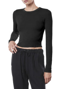 Silk Rib Long Sleeve Tuck Top