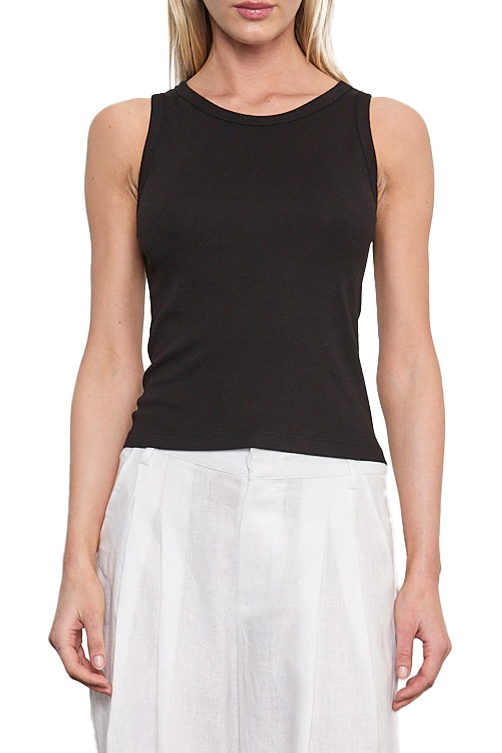 Supima Cotton Scoop Tank in Black