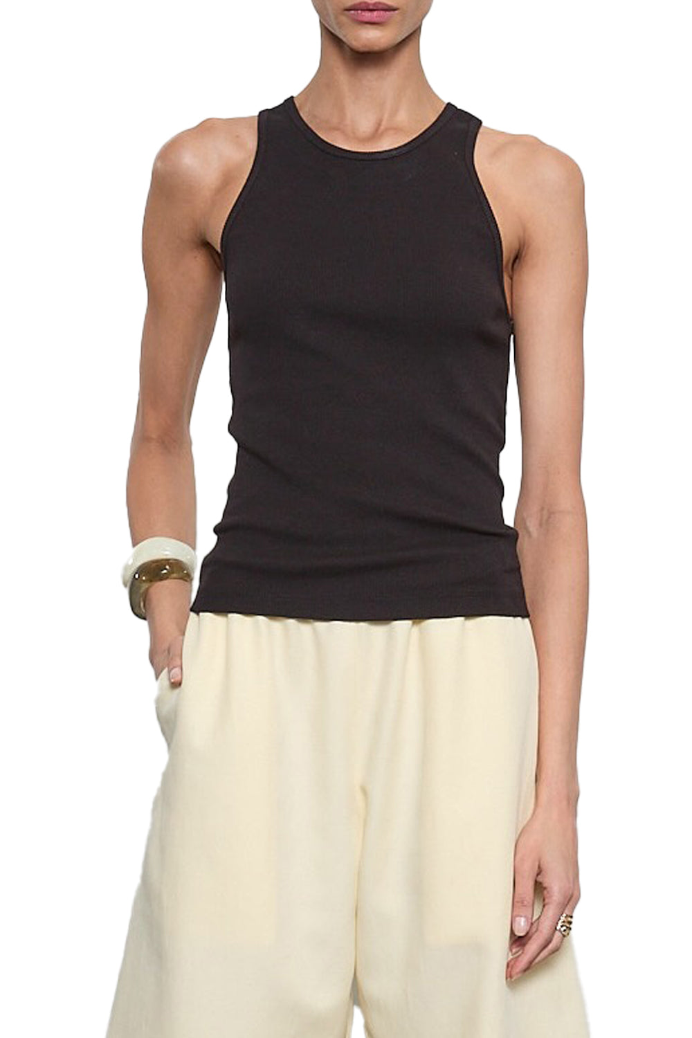 Cotton Rib Boy Tank in Black